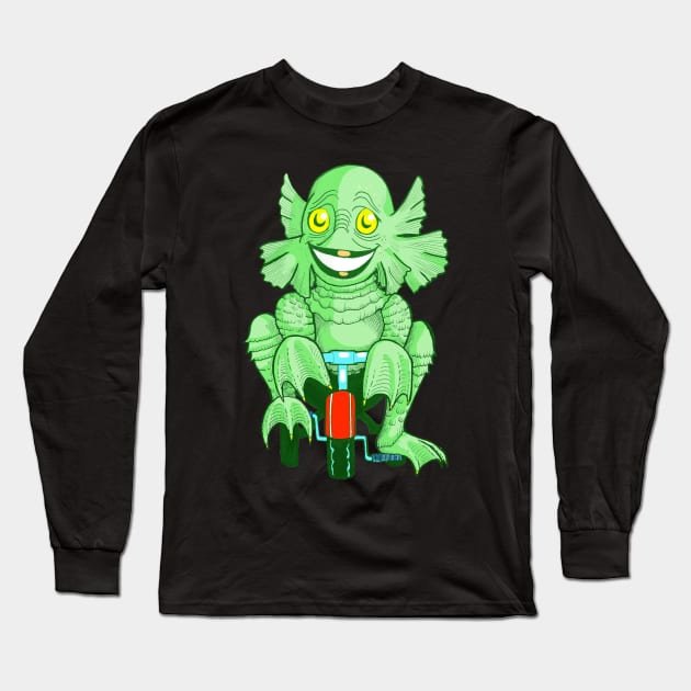 The Creature Rides Again! Long Sleeve T-Shirt by AmysBirdHouse